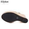 Fashion Eilyken Summer Designer High Heels Platform Wedges Women Slippers Pinch Toe Slide Shoes Female Sandals Large Size 35-42