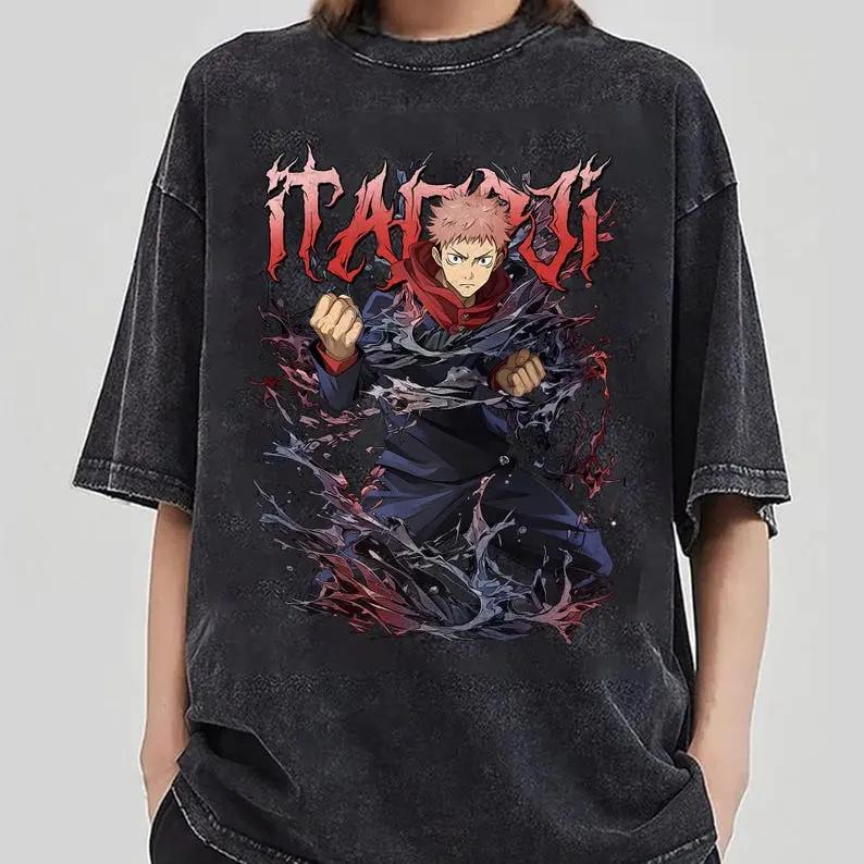 Anime Jujutsu Kaisen Nanami Kento Graphic T Shirt Men Women Washed Cotton Tshirts Vintage Casual Clothing Harajuku Male T-shirt