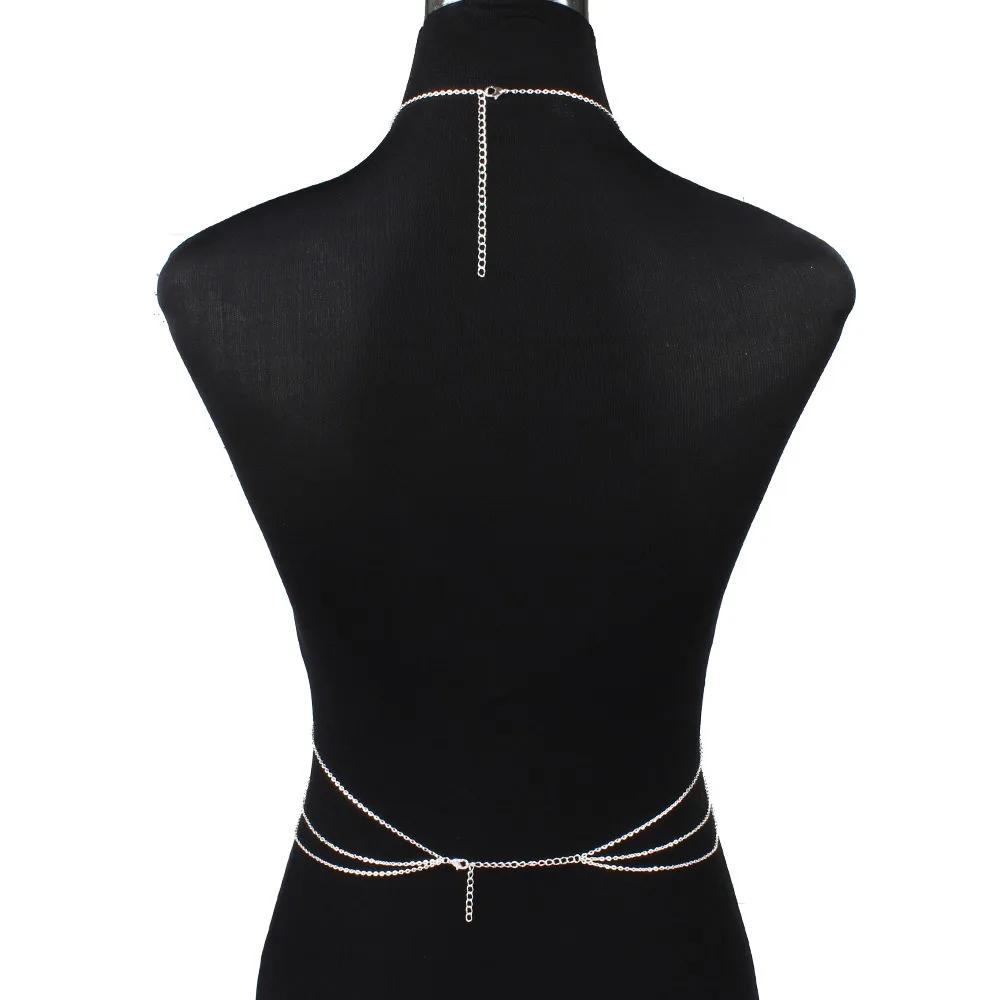 Simple Sexy Chest Chain Bikini Belly Chains for Women Cross Waist Chains Female Body Suit Girl Beach Jewelry