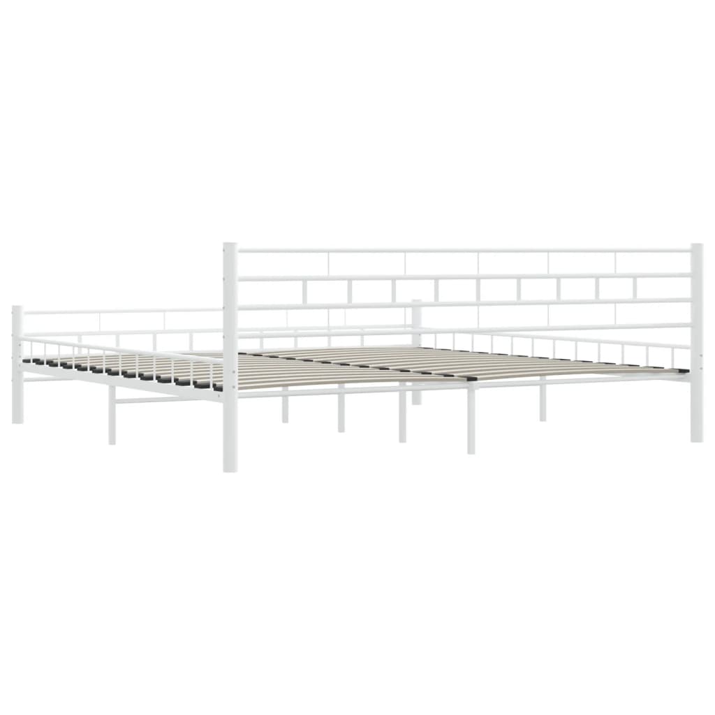 Bed Frame White Metal 200*200 cm