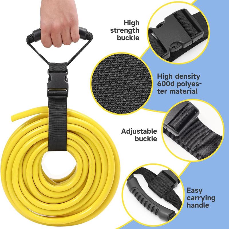 Storage Strap Heavy-Duty Hook And Loop Cord Carrying Strap, Hanger, And Organizer With Handle For Pool Hoses Garden Hoses Cables
