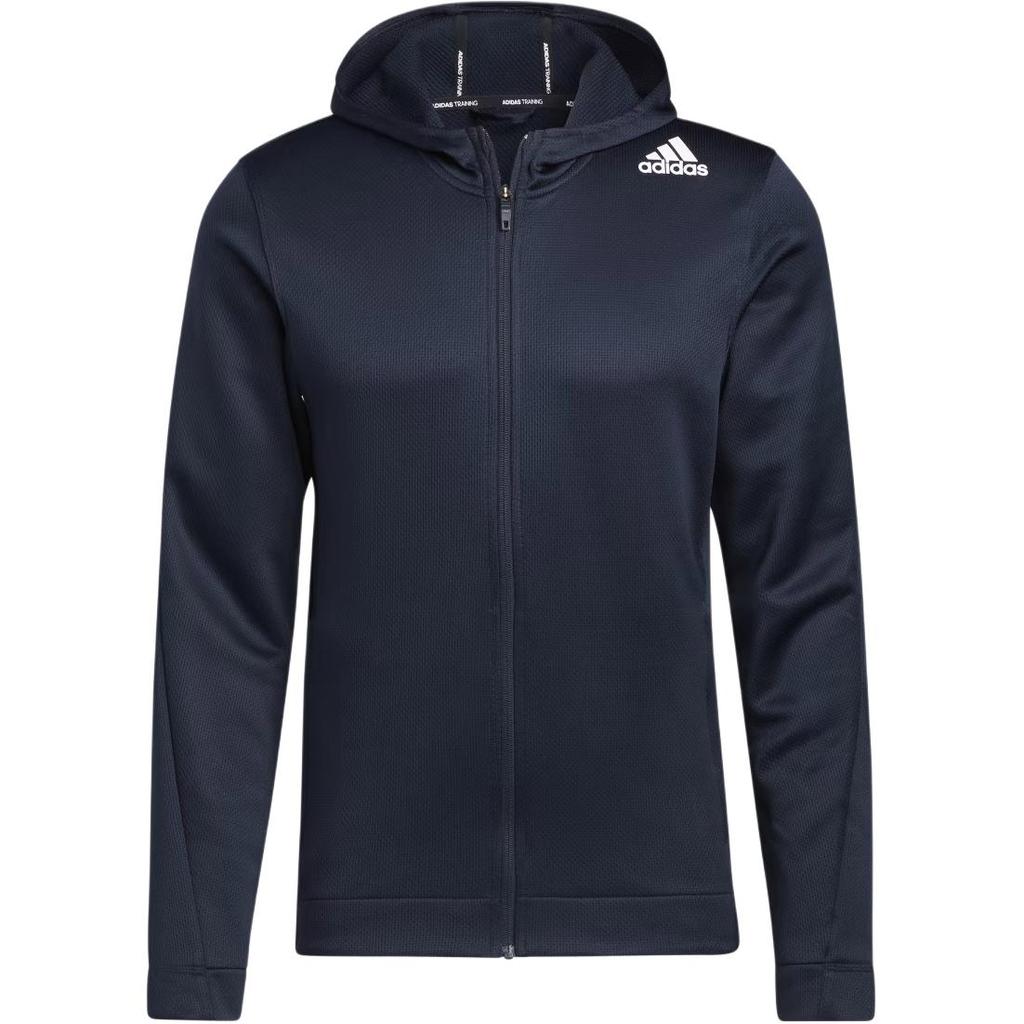 Adidas FW22 Solid Color Logo Print Zip-Up Hooded Long Sleeve Jacket Men Jacket Legendary-Ink-Blue HE6775