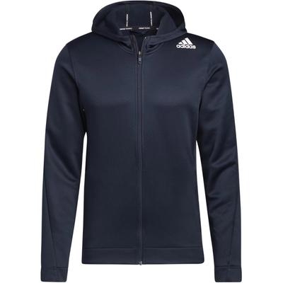 adidas FW22 Solid Color Logo Print Zip-Up Hooded Long Sleeve Jacket Men Jacket Legendary-Ink-Blue HE6775