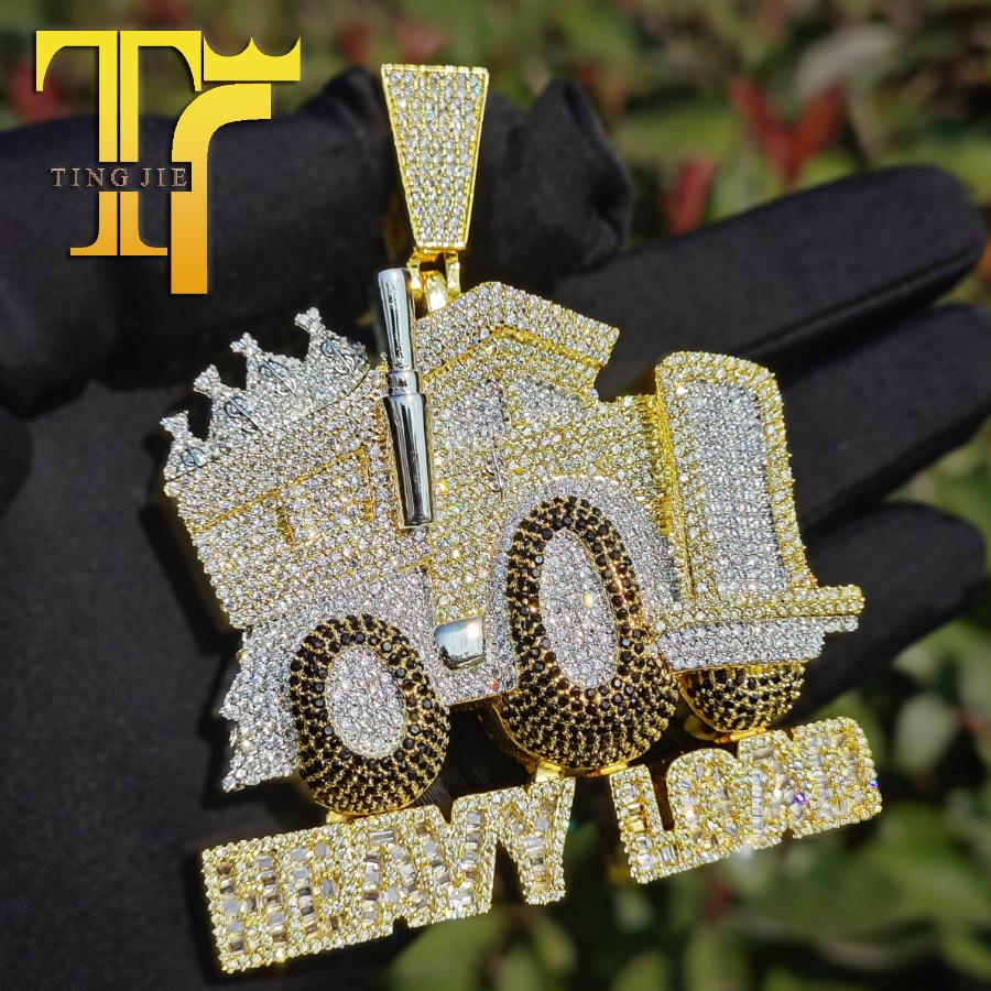 

Подвеска мужская Jay Baida Heavy Truck в стиле хип-хоп, европейский и американский уличный тренд, ожерелье с цирконами и полным бриллиантовым паве. Two-tone (includes 3mm 24in stainless steel chain)