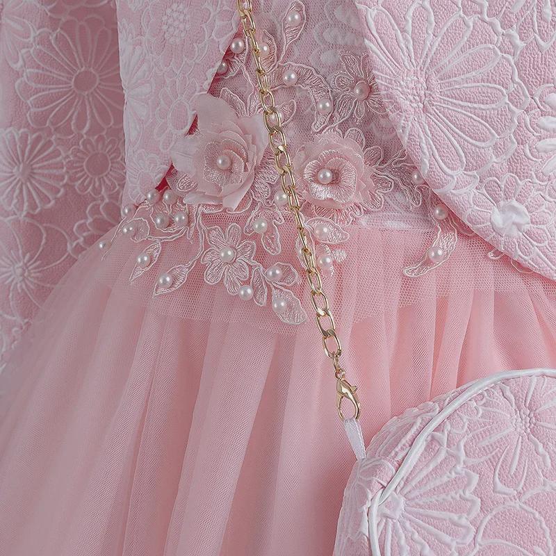 2023 New Fluffy Tulle Princess Dress Set: Long-Sleeved, Light Luxury Three-Piece for Girls