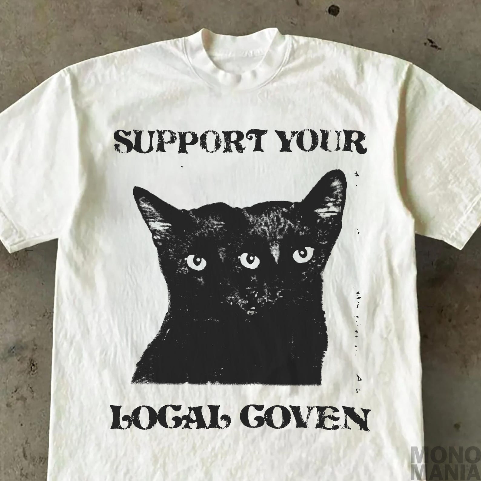 Support Your Local Coven shirt, Black cat shirt, Witchy shirt, Funny Cat shirt Grunge tshirt Vintage Shirt 80s 90s Goth Emo, Punk shirt 2XL