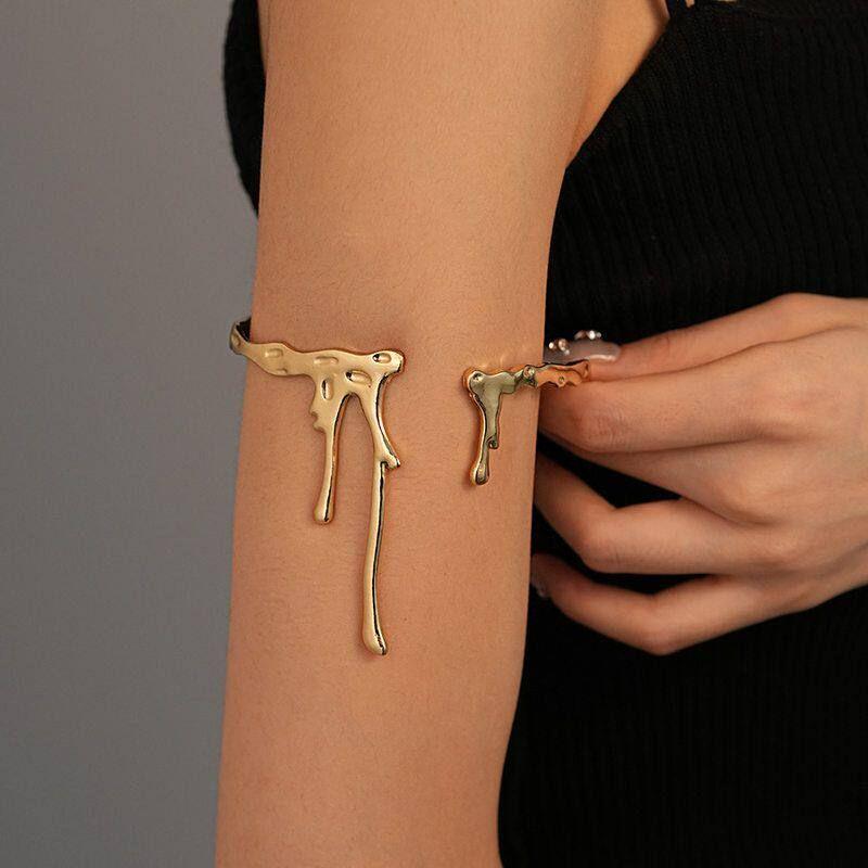 European and American Style Open Arm Bracelet, Fashionable and Trendy Niche Bracelet, Elegant and Sophisticated Minimalist Jewelry 69#Bracelet-Gold