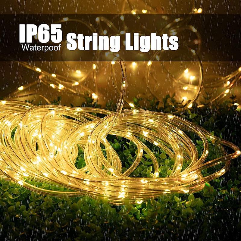 Solar LED Colorful Tube String Lights - Waterproof Courtyard & Garden Decoration