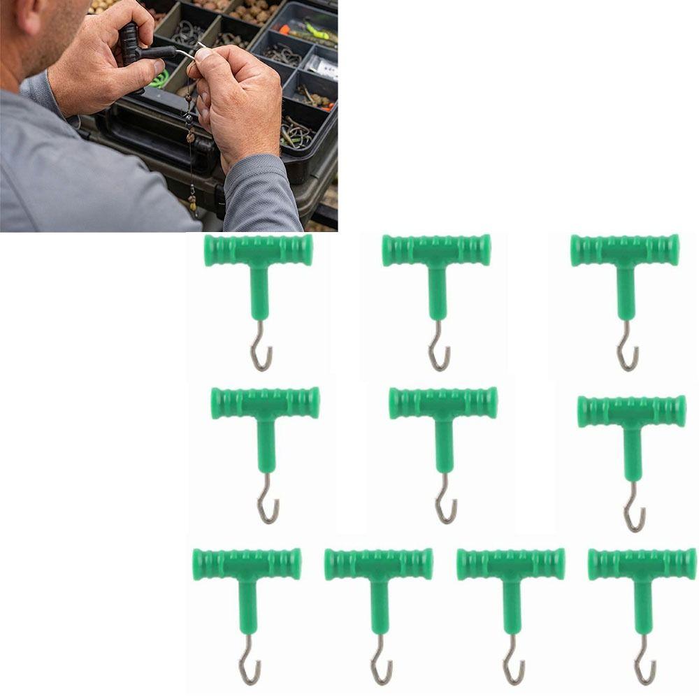 10 Pcs T Shape Handle Fishing Knot Puller ABS Rig Puller Knot Tools Barbel Fishing