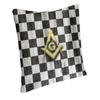Square Compass And Checkers Pillow Covers Decoration Modern Masonic Freemason Cushion Decoration Salon Square Pillowcase