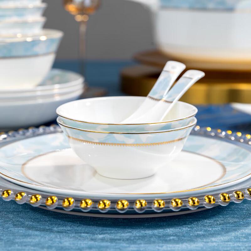 ZISIZ Europäisches Goldrand Knochenporzellan Geschirrset