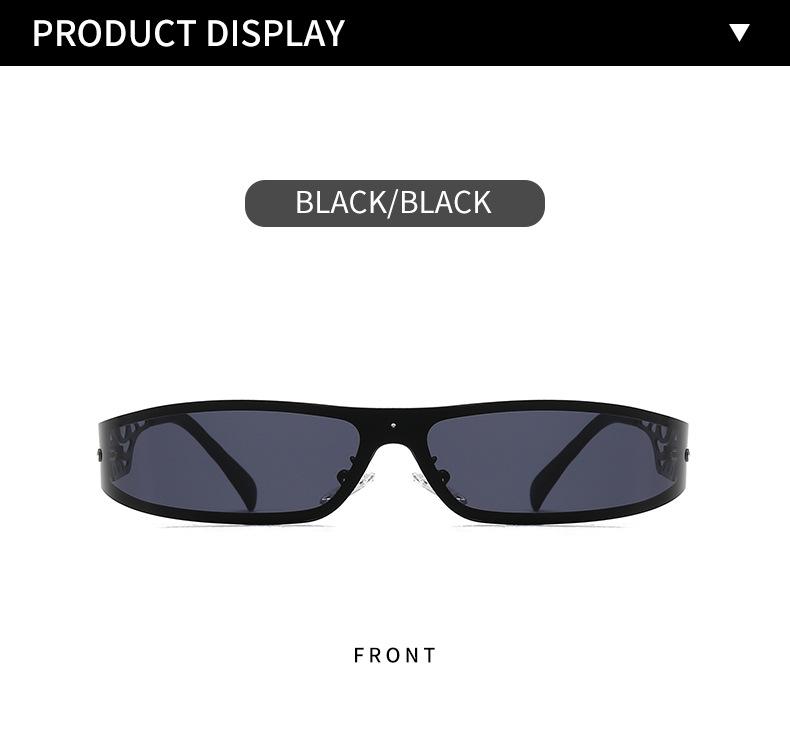 Y2K Punk One-Piece Sunglasses for Men & Women - Trendy European & American Style with Hollow Carved Temples