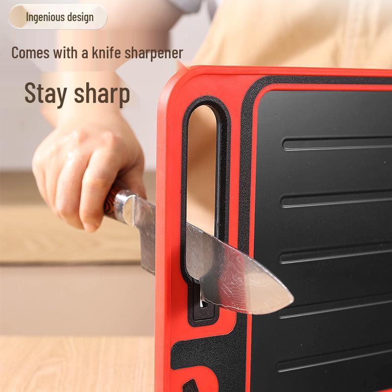 304 Stainless Steel Double-Sided Cutting Board with Sharpener, Wheat Straw & Plastic Kitchenware.