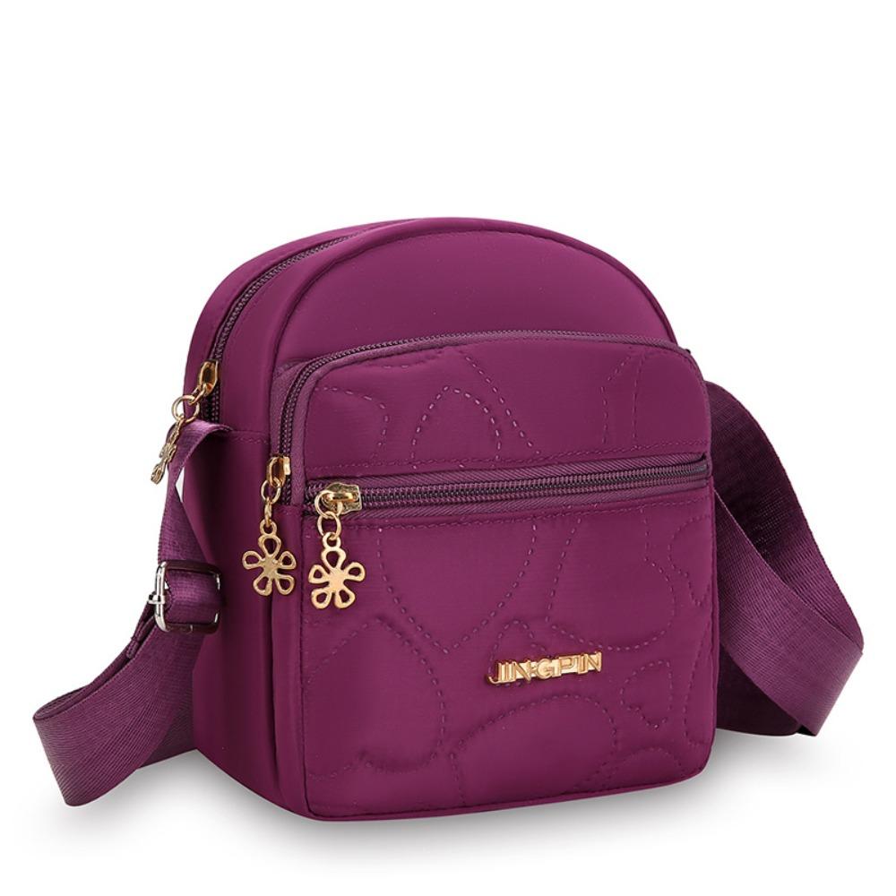 

Fashion Nylon Small Square Bags Crossbody Multifunctional Messengers Bag Multi-compartment Mobile Phone Bag фіолетовий