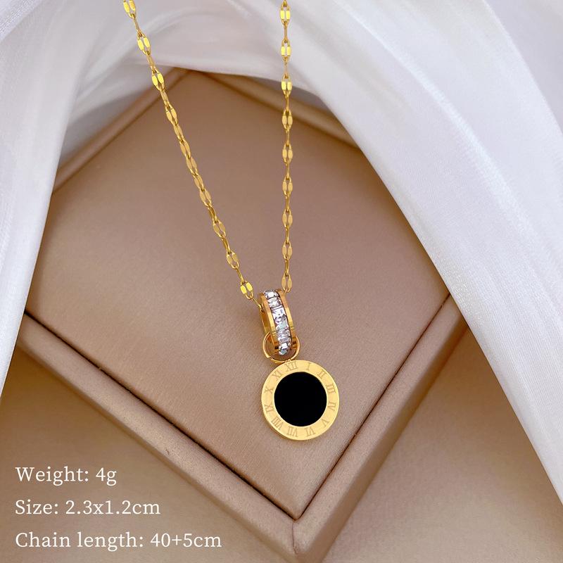 Ring Roman Zircon Temperament Personality Minimalist Furnace Real Gold Female Collarbone Necklace