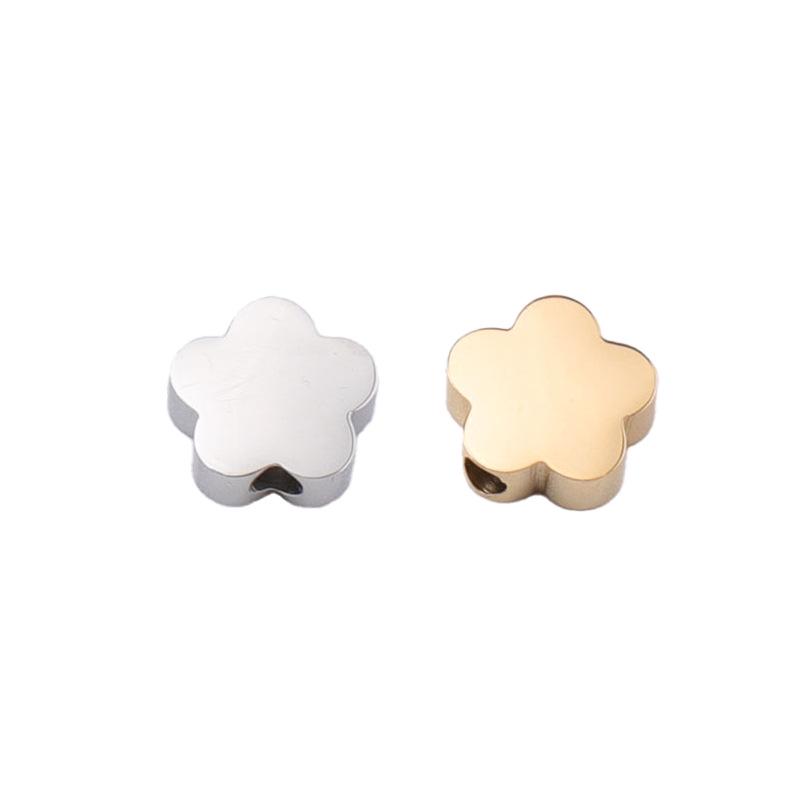 Stainless Steel Floral Beads for DIY Jewelry & Bracelets - 8mm Small Hole Accessories