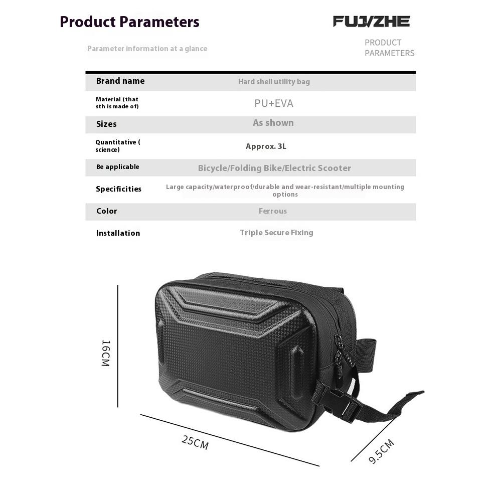 3L Bike Handlebar Bag Multifunctional Bike Front Tube Bag Adjustable Strap Bicycle Storage Bag Hard Shell Cycling Accessories