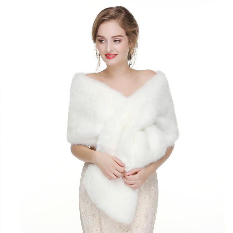 1Pc Cheongsam Winter Dress Accessories Warm Scarf Acrylic Wedding Dress Long Hair Fur Shawl Wedding Shawl