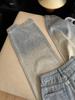 Korean Style Rhinestone Inlaid Gradient Washed High Waist Denim Pants - Women's Straight & Wide Leg Options.