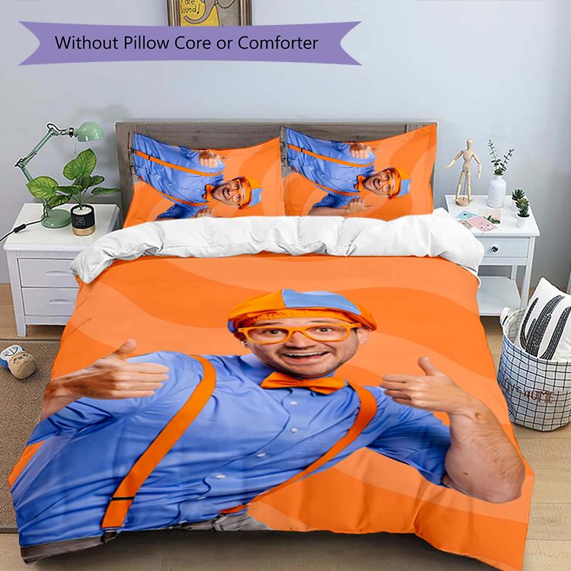 3pcs Blippi1 Pattern Bedding Set Duvet Cover Set Includes Duvet Cover &pillowcases, Perfect All Season Bedroom Decoration & Gift