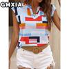 GMXIA Women's Fashion Casual Leisure Short Sleeve V Neck Blouses & Shirts