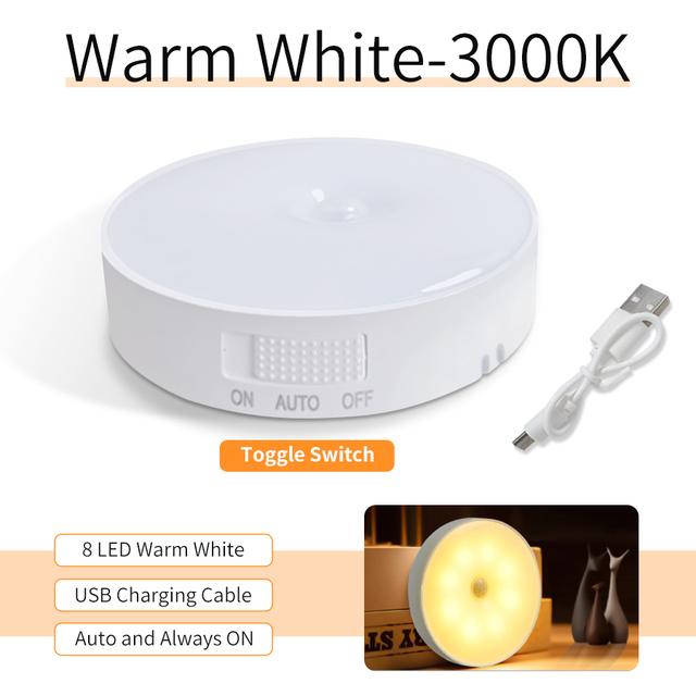 Sensor Motion LED Night Light USB Rechargeable Child Bedroom Night Lamp For Kitchen Cabinet Stairs Wardrobe Corridor