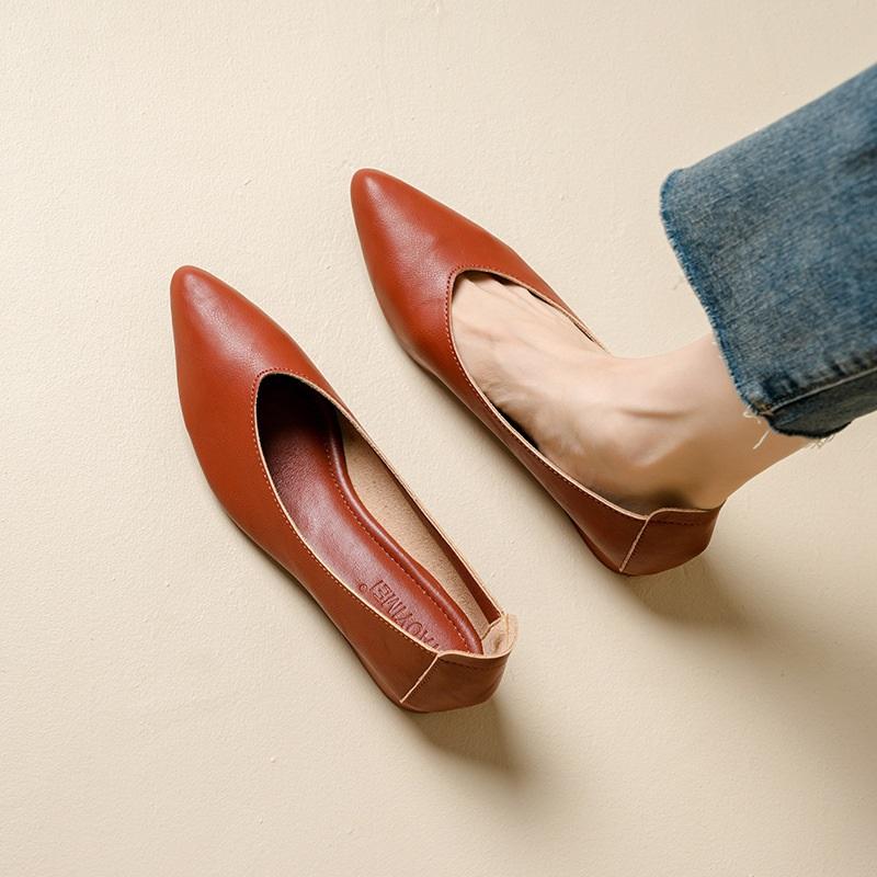 Single Shoes With Thick Heels, New Versatile Shoes, Shallow Mid-heel Women's Shoes, Low-heeled Shoes, Heightening Shoes, Pointed-toe Women's Shoes