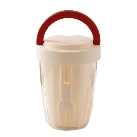 Salad Cup 501-600ml Food-Grade Portable Leak-Proof Design Salad Jar with Spoon Enhanced Drainage