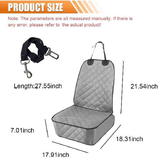 Dog Car Seat Cover, Waterproof & Scratch Proof Car Seat Protector With Side Flaps, Nonslip Front Car Seat Covers With Safety Belt, Universal Dog Mat