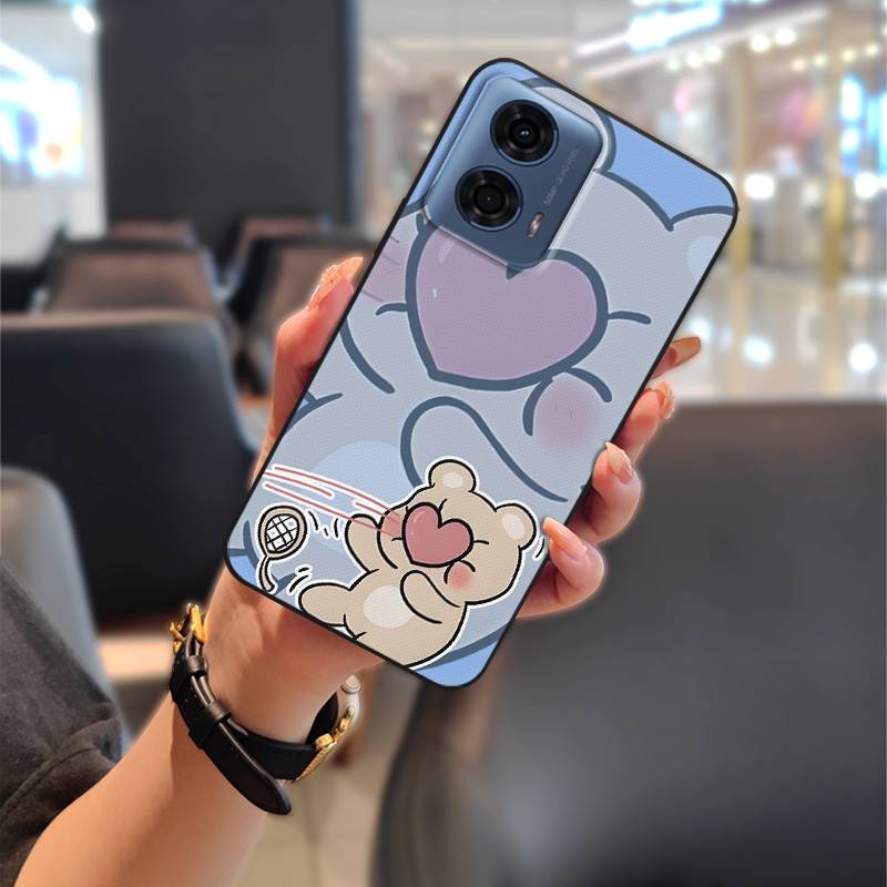 Phone Pouch Couple Phone Case For MOTO G24 Power TPU Soft Case Shockproof Durable Waterproof Cartoon Cute Protective