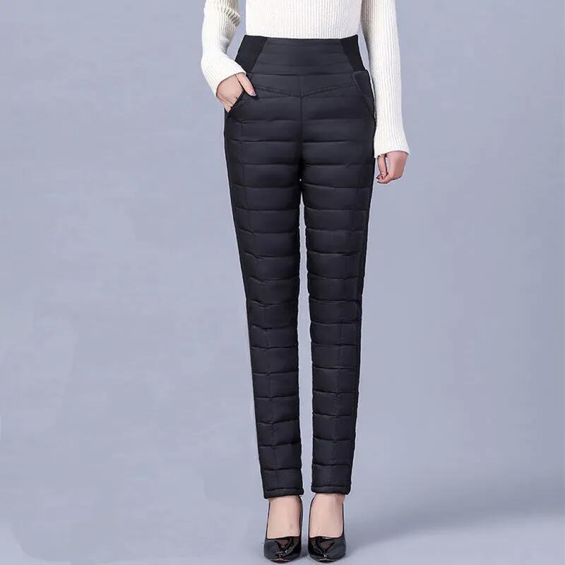 Down Cotton Trousers for Women High-waisted Slim Korean Thickened Winter Warm Cotton Pant