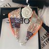 New Luxury Design Magnetic Pearls Button Silk Scarf Women Summer Neck Ornament Silk Scarves Lady Shirt Sunscreen Decoration Gift
