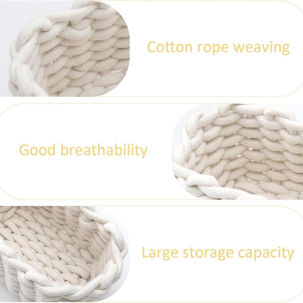 Set Of 2 Cotton Rope Woven Basket Set Soft Textured Storage Solution For Toy Magazines Bathroom Essential