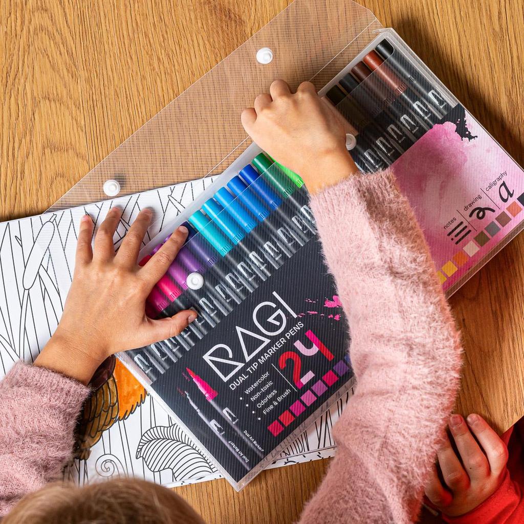 Set of double-sided watercolour markers - 24 colours