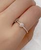 Helene Jewelry 925 Silver 0.1 Carat Heart Cut Halo Moissanite Miss Ring (C Type)