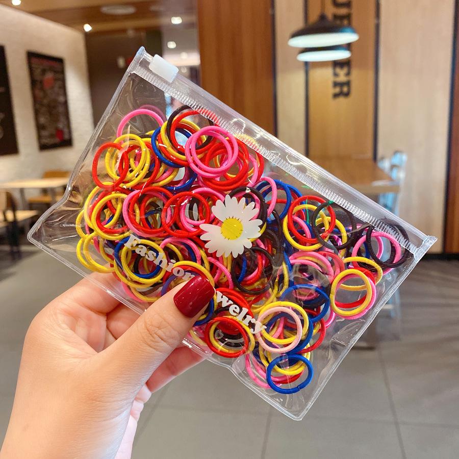 100 Stück/Set Mädchen Elastisches Haarband Buntes Nylon Gummiband Kinder Pferdeschwanzhalter Haargummi Baby Haaraccessoires Ornamente Geschenk