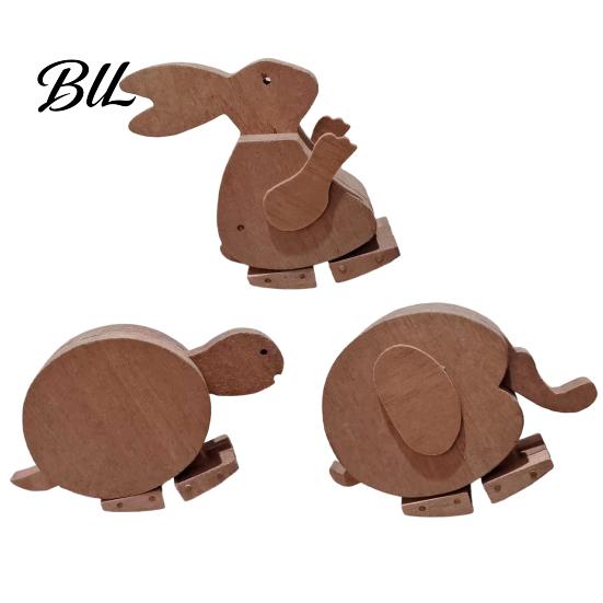 Kids Wooden Animal Toy Handmade Walking Figurine Educational Rabbit Elephant Turtle Creative Play Statue Funny Mechanical Kinetic Sculpture for Girls