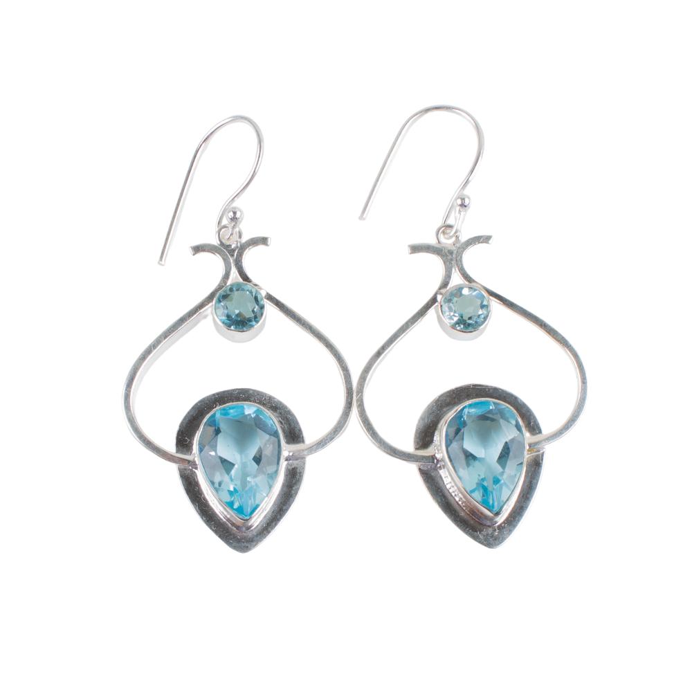 Sky Blue Topaz Gemstone 925 Sterling Silver Jewelry Handmade Drop Earrings 2.2" EE-80-7