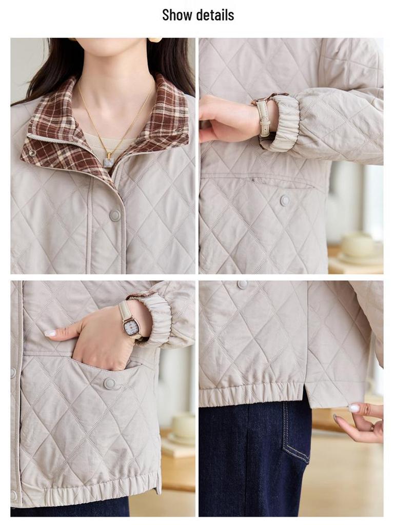 Petite Women's Trendy Plaid Patchwork Slimming Jacket