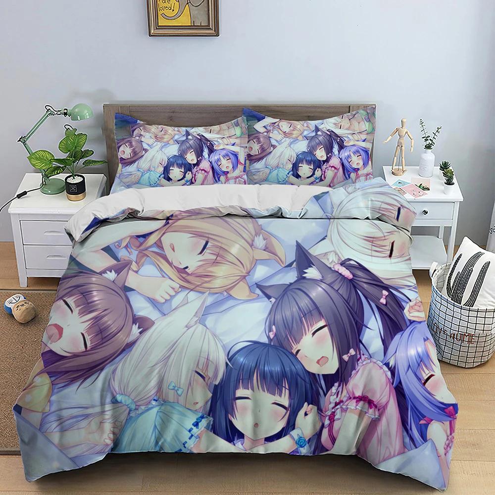 Anime Nekopara Sexy Girl Bedding Set Boys Girls Twin Queen Size Duvet Cover Pillowcase Bed Kids Adult Home Textileextile