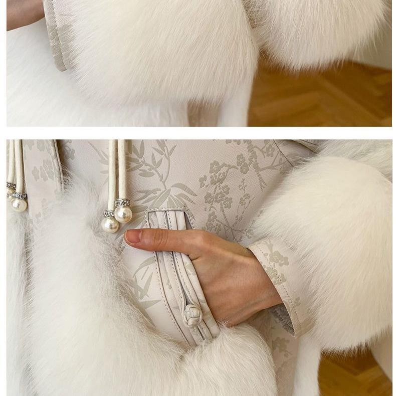 Autumn Women's Fox Fur Coat Thin Lightweight Fur and Leather Patchwork Leather Jacket