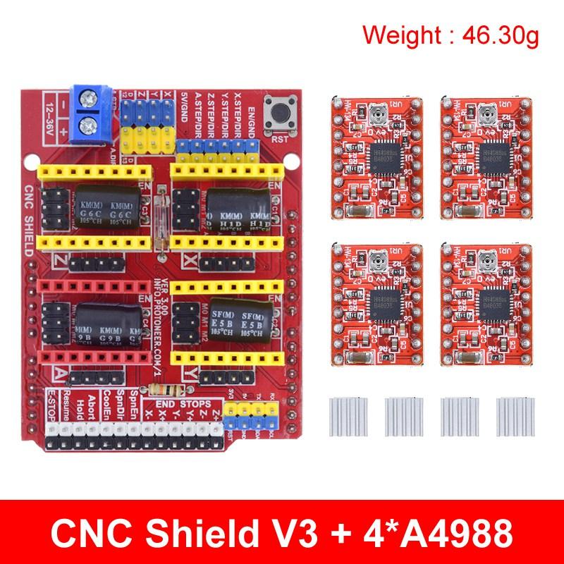 TZTUNO R3 Shield V3 Engraving Machine 3D Printe+ 4pcs DRV8825 Or A4988 Driver Expansion Board For Arduino With USB Cable