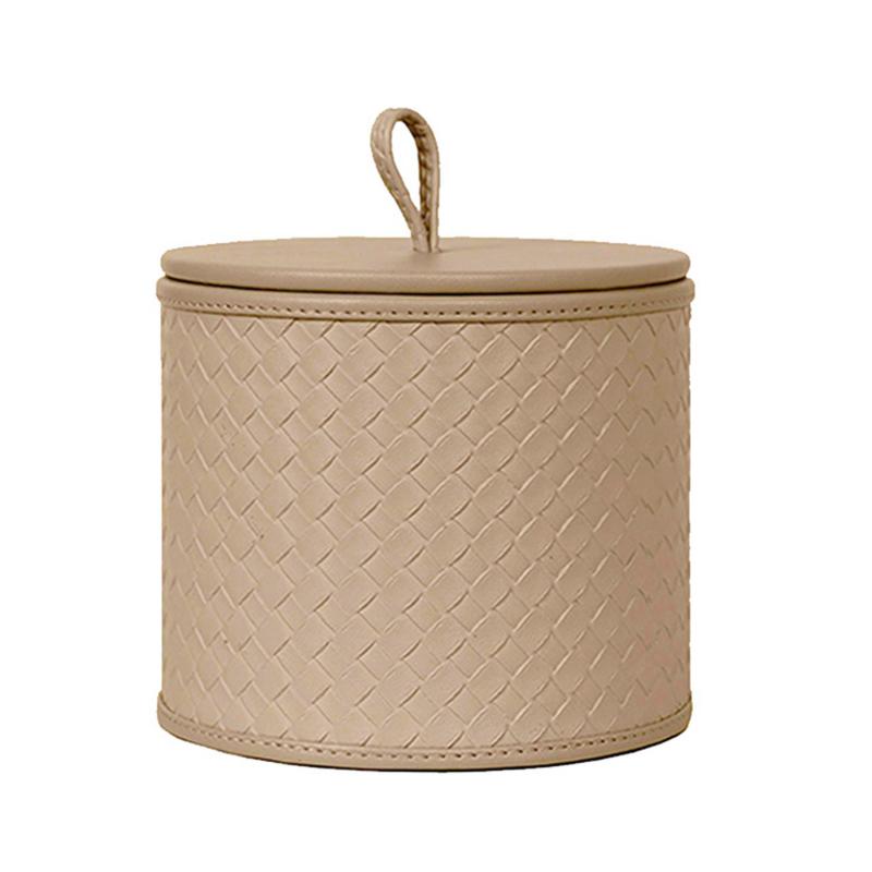 Modern Luxury Storage Boxes Dressing Table Jewelry Storage Box Desktop Simple Round Organize Case Weave Decoration Organize Bins