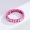 Square Colorful Crystal Enamel Bangle Elastic Geometric Women Rainbow Beaded Bracelets Jewelry Accessories Colored Bracelet