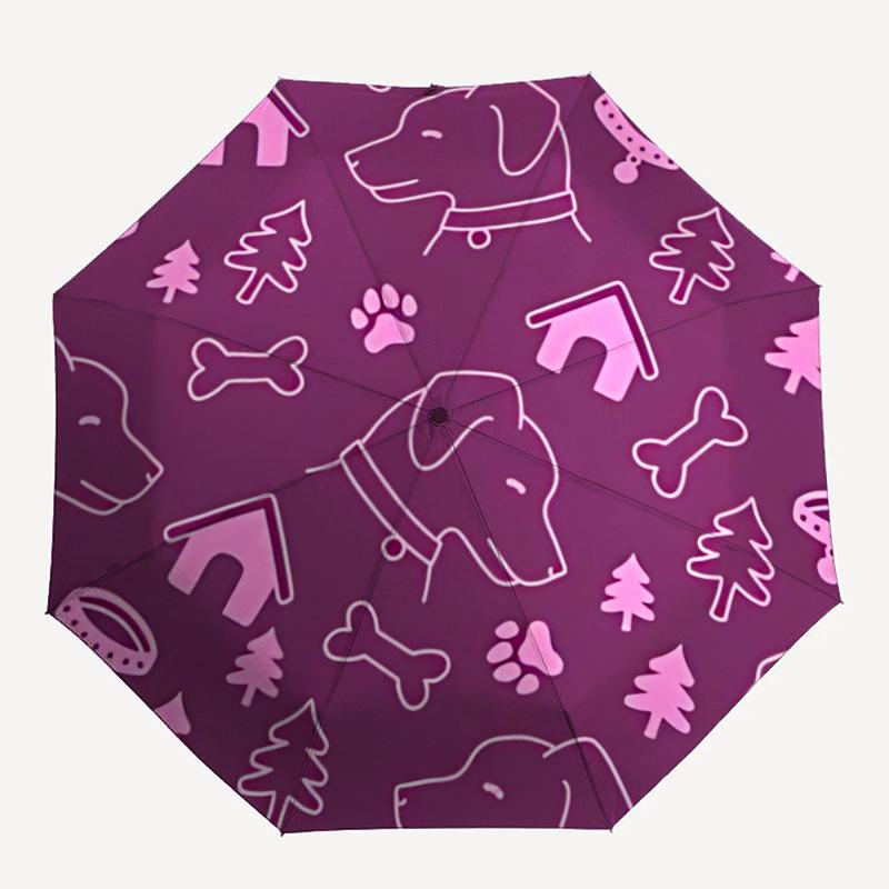 

1pc Doggy Prints Auto-Fold Umbrella with One-Touch Open/Close - 8 Reinforced Ribs for Windproof Stability, yy251118215