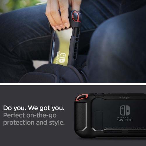Spigen Nintendo Switch Cover with Strap Screen Protection Anti-Scratch Anti-Fingerprint Shock Absorption TPU Cover Thin Shockproof Switch Cover Rugged