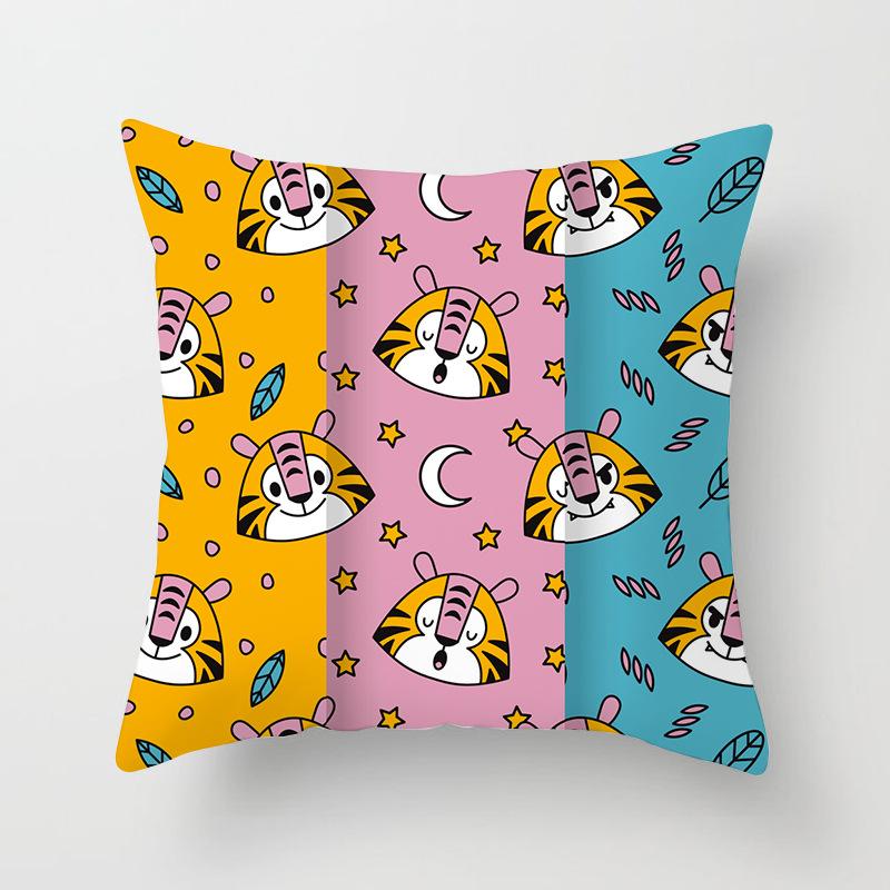 Home Decor Cute Cartoon Tiger Printed Pillowcases for Fun Pattern Cushion Cover Suitable for Sofa Bedroom Car Pillow Cover
