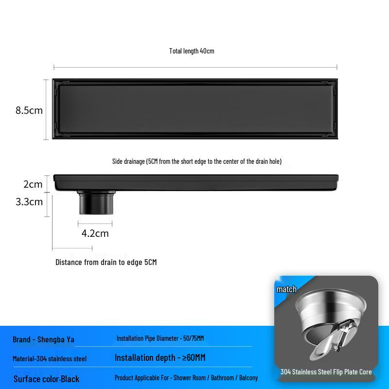 Bright Light 304 Stainless Steel Invisible Floor Drain - Odor-Resistant for Hotel Showers