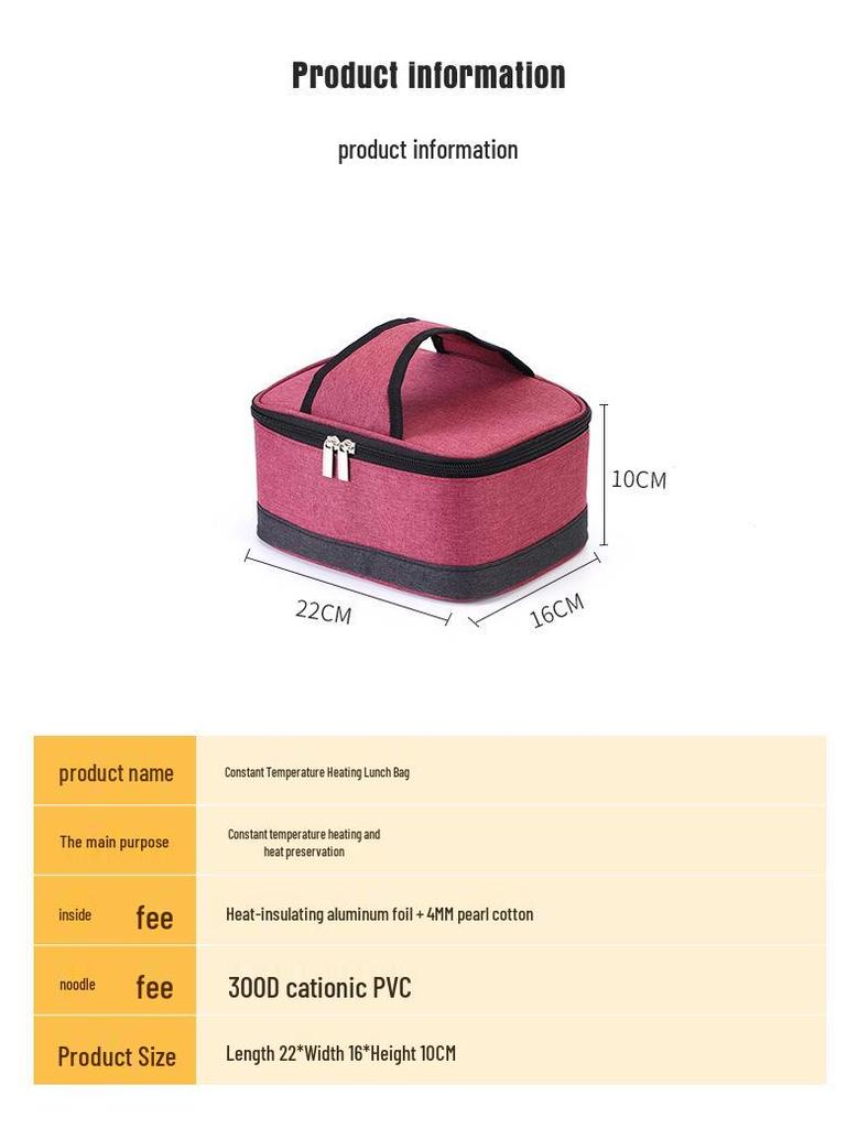 Portable USB Electric Heating Lunch Bag - Insulated and Temperature Controlled for Hot and Cold Preservation