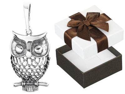 Silberner Anhänger Eule Oxidierter Durchbrochener Anhänger Damen Vogel Eule Silber